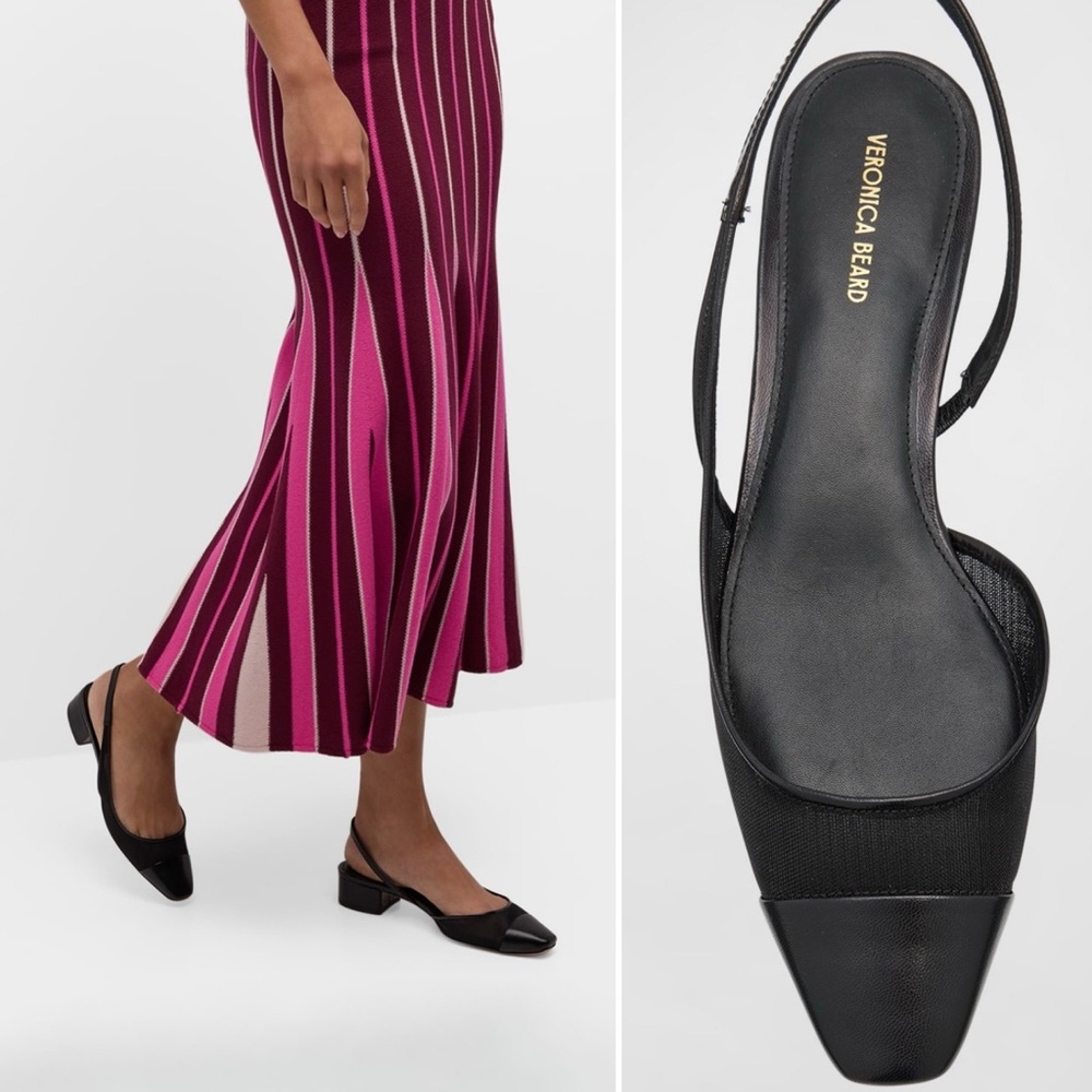 Veronica Beard Black Slingback Pointed Toe Flats